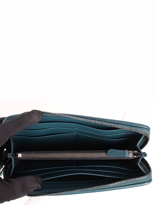 Intrecciato zipper long wallet blue green - BOTTEGA VENETA - BALAAN 9