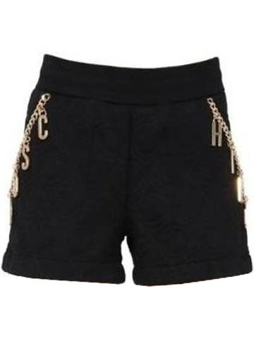 Women's Logo Jewel Chain Shorts Black - MOSCHINO - BALAAN 1