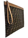 Large Flat FF Clutch Bag Brown - FENDI - BALAAN 4