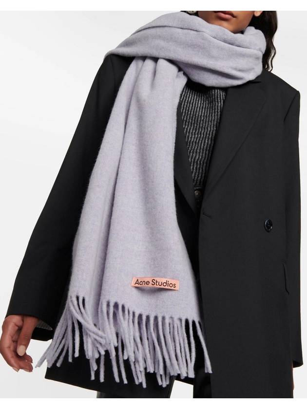 Logo Wool Fringe Muffler Powder Blue Melange - ACNE STUDIOS - BALAAN 3