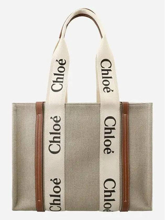 Woody Canvas Medium Tote Bag Brown Beige - CHLOE - BALAAN 2