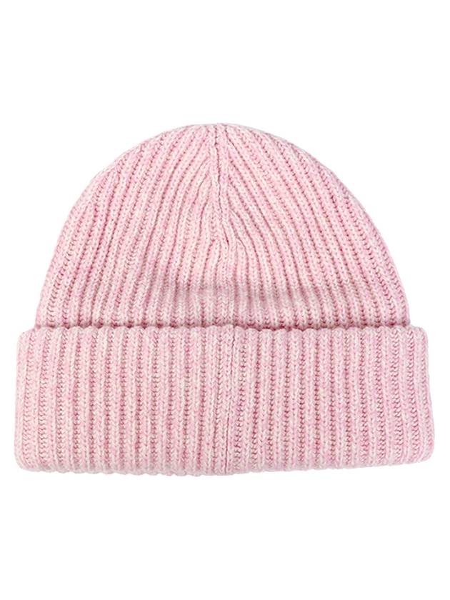 Logo Patch Knit Beanie Pink - GANNI - BALAAN 3