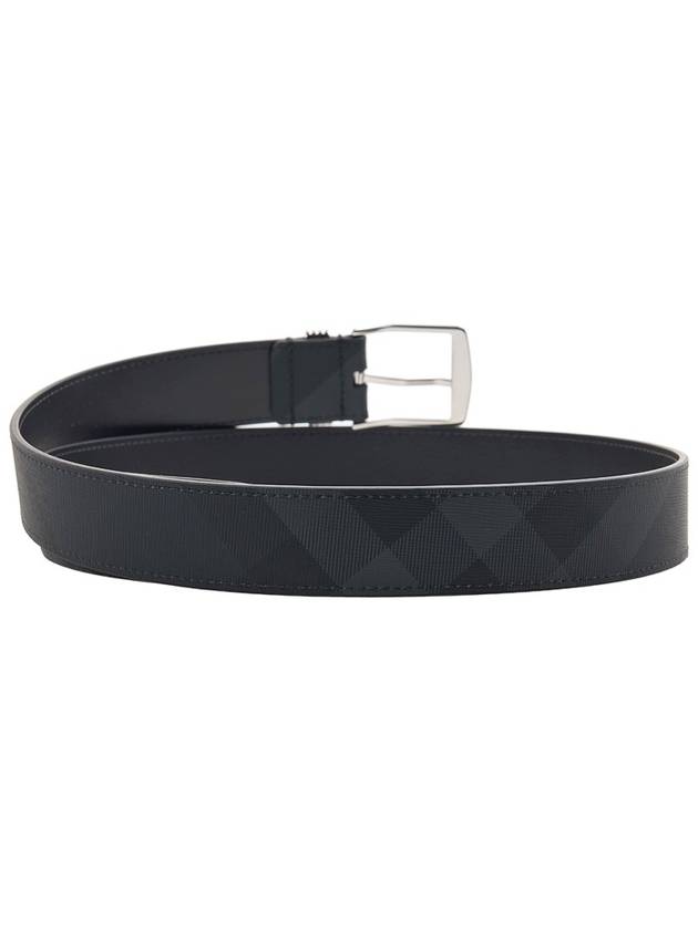 Checked Leather Belt Charcoal - BURBERRY - BALAAN 5