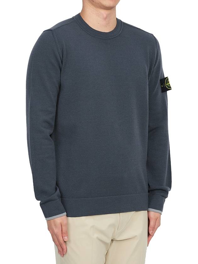 Logo Patch Crew Neck Knit Top Grey - STONE ISLAND - BALAAN 4