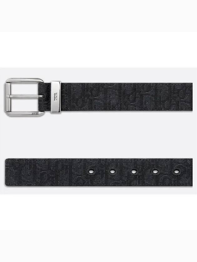 Logo Jacquard Leather Belt Black - DIOR - BALAAN 4