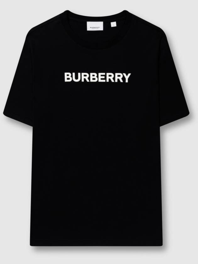 Logo Print Cotton Oversized Short Sleeve T-Shirt Black - BURBERRY - BALAAN 2