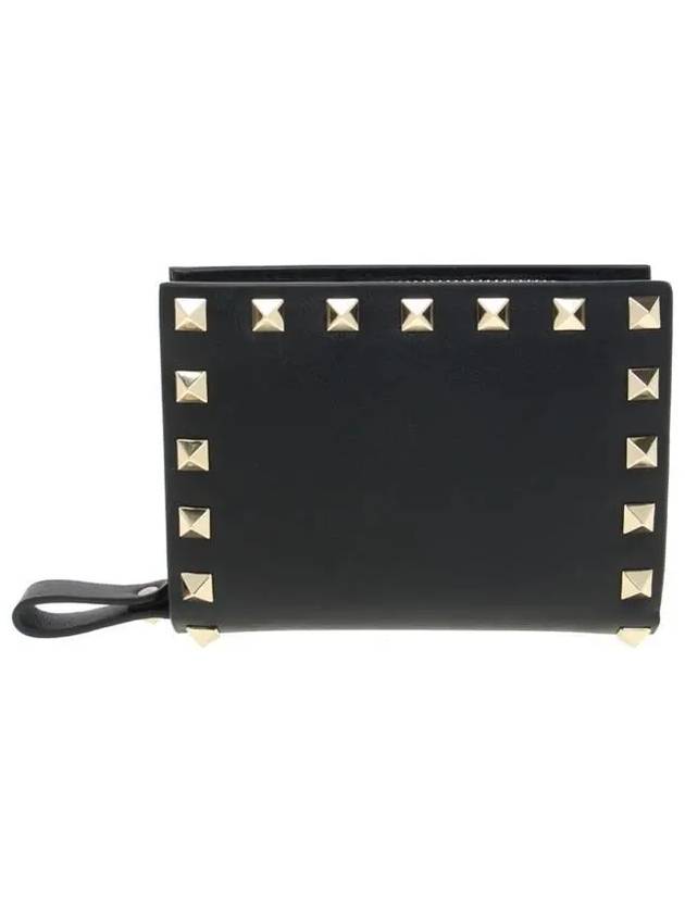 Rockstud Coin Ring Wallet Black - VALENTINO - BALAAN.