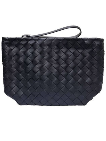 Women s 619207 Intrecciato Black Leather Clutch - BOTTEGA VENETA - BALAAN 1