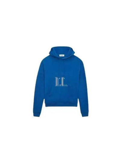 Embroidered Logo Hoodie Blue - SAINT LAURENT - BALAAN 2