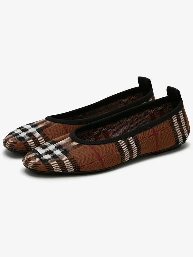 Women's Check Ballerina Flats Dark Burch Brown - BURBERRY - BALAAN 3