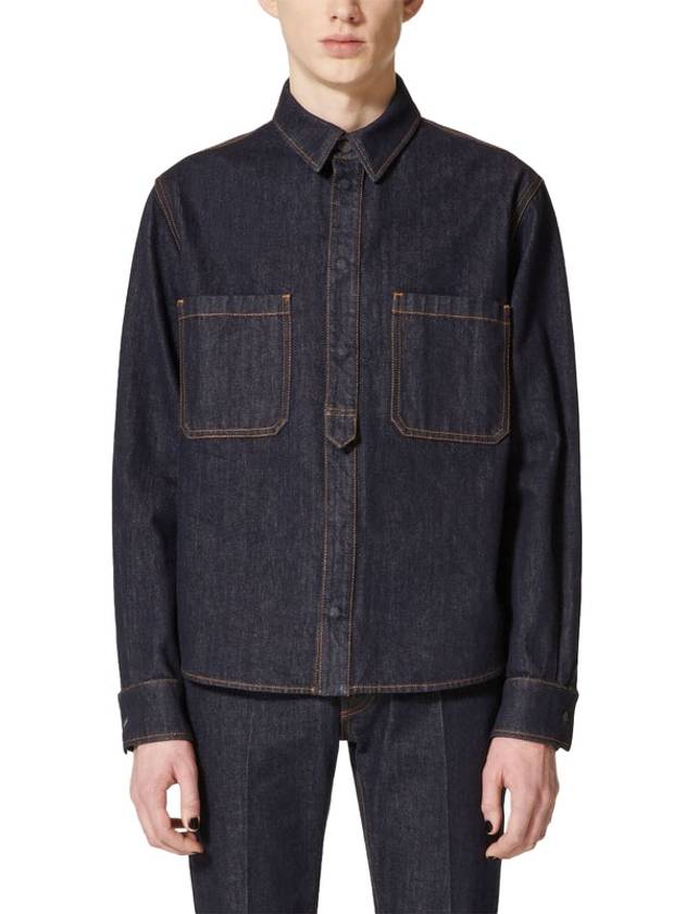 Cotton Denim Jacket Navy - VALENTINO - BALAAN 4