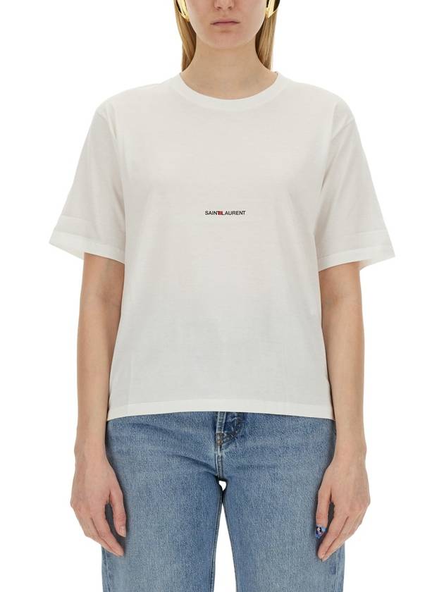 Rive Gauche Short Sleeve T-Shirt White - SAINT LAURENT - BALAAN 2