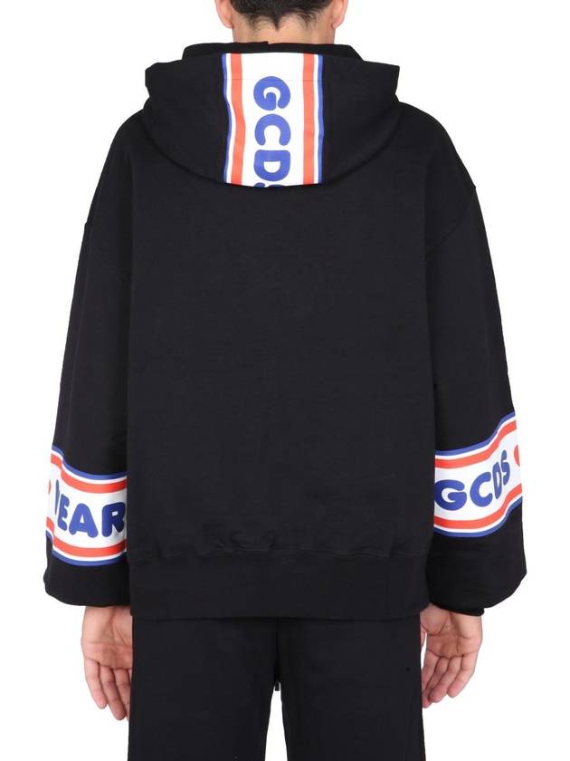 Hooded Drawstring Cotton Hooded Black - GCDS - BALAAN 5