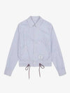 Drawstring Striped Shirt Jacket Light Blue - THOM BROWNE - BALAAN 2