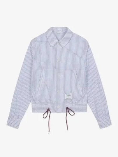 Drawstring Striped Shirt Jacket Light Blue - THOM BROWNE - BALAAN 2