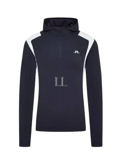 Lucas Quarter Zip Hooded Long Sleeve T-Shirt Navy - J.LINDEBERG - BALAAN 2