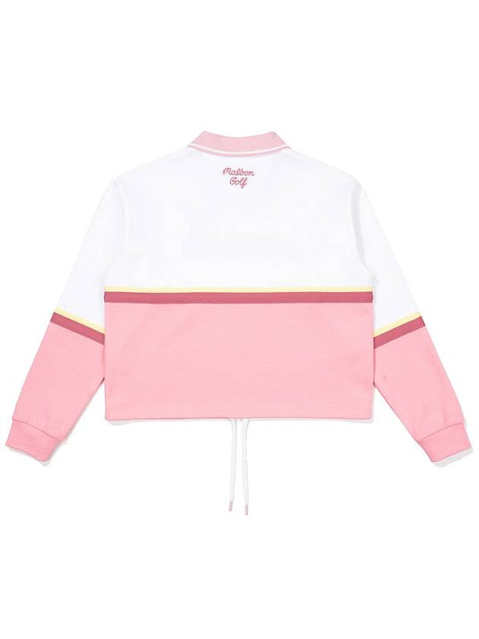 Rabbit color block collar sweatshirt PINK WOMAN - MALBON GOLF - BALAAN 2