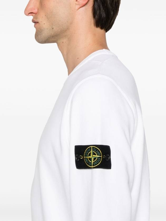 Wappen Patch Crew Neck Cotton Sweatshirt White - STONE ISLAND - BALAAN 7