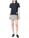 Women's Round Collar Short Sleeve Polo Shirt Navy - THOM BROWNE - BALAAN 5