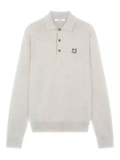 Fox Head Patch Long Sleeve Polo Shirt Light Grey Melange - MAISON KITSUNE - BALAAN 2