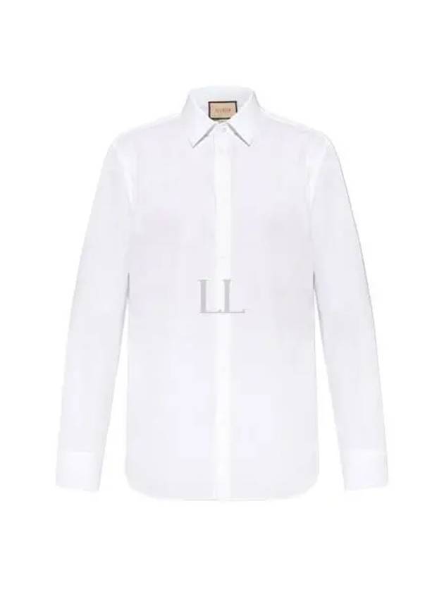 Double G Cotton Silk Long Sleeve Shirt White - GUCCI - BALAAN 2