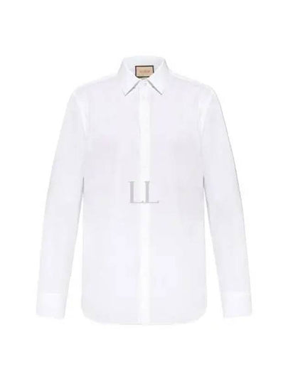 Double G Cotton Silk Long Sleeve Shirt White - GUCCI - BALAAN 2