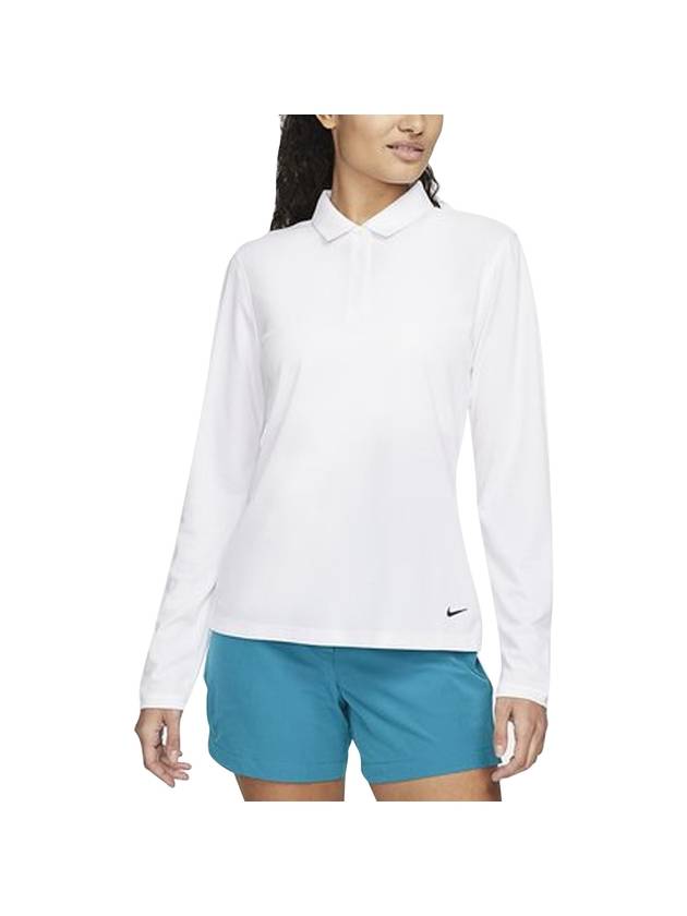 Women's Golf Dri Fit Victory Long Sleeve Polo Shirt White - NIKE - BALAAN 1