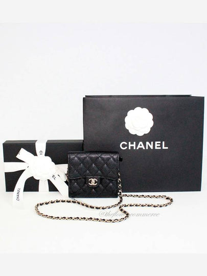 Classic Gold Logo Chain Leather Bifold Wallet Black - CHANEL - BALAAN 2