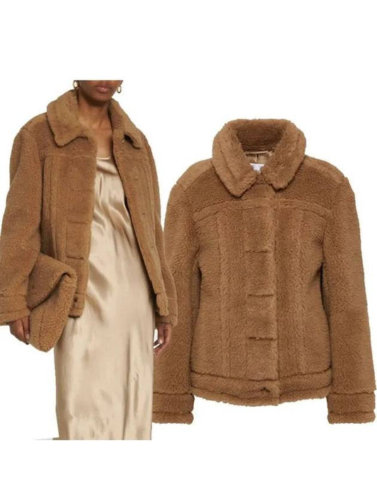 Women's Teddy Bear Fur Jacket Camel - MAX MARA - BALAAN 2