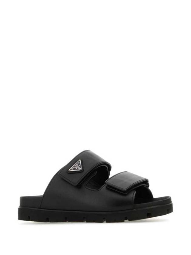 Strap Leather Sandals Black - PRADA - BALAAN 3