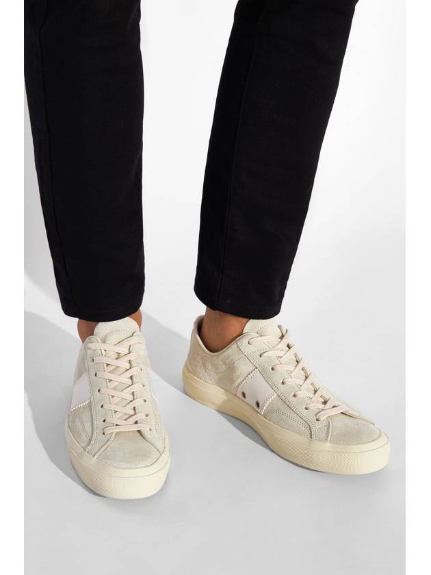 Suede Low Top Sneakers Marble Cream - TOM FORD - BALAAN 3