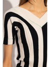 Striped V-neck Short Sleeve Knit Top - BOTTEGA VENETA - BALAAN 6