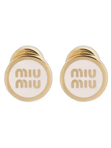 Enameled Metal Earrings White - MIU MIU - BALAAN 1