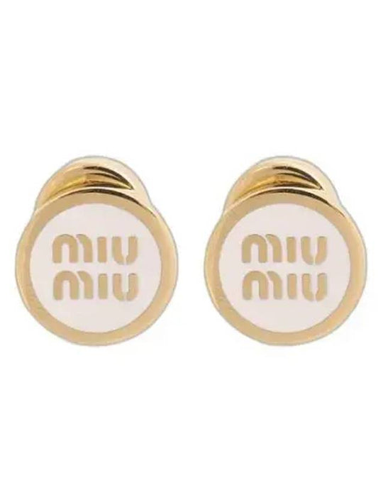 Enameled Metal Earrings White - MIU MIU - BALAAN 1