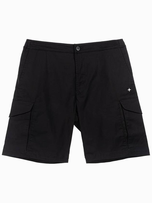 Logo Embroidery Black Bermuda Short Pants 7815L05G4 V0029 - STONE ISLAND - BALAAN.