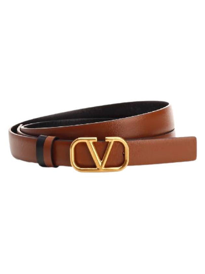 Reversible V Logo Signature Leather Belt Brown Black - VALENTINO - BALAAN 2