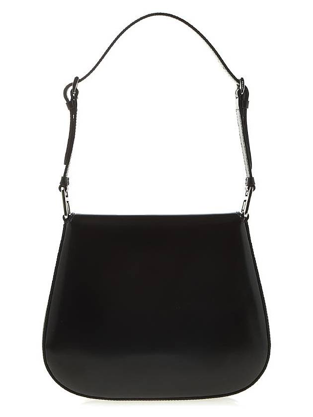 Flap Cleo Brushed Leather Shoulder Bag Black - PRADA - BALAAN 4