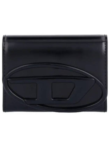 Card Holder Bifold Zip Half Wallet Black - DIESEL - BALAAN 1