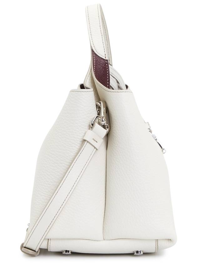 Logo Charm Leather Micro Tote Bag White - TOD'S - BALAAN 4