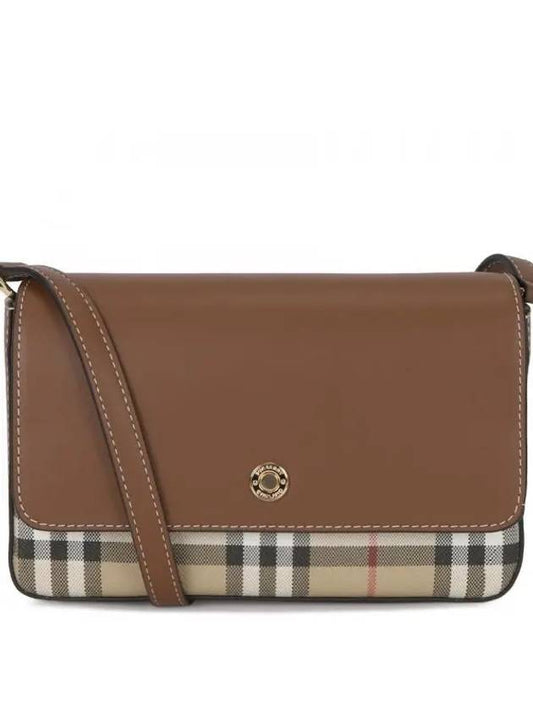 Vintage Check and Leather Penny Crossbody Bag Archive Beige Tan - BURBERRY - BALAAN 2
