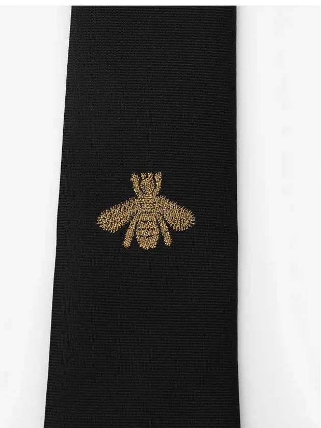 Bee Embroidered Silk Tie Black - GUCCI - BALAAN 4