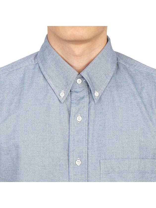 Men's Diagonal Solid Flannel Long Sleeve Shirt Light Blue - THOM BROWNE - BALAAN 9