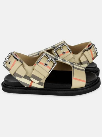 Kids Versa Vintage Check Sandals Beige Black 8049398 128925 A8731 - BURBERRY - BALAAN 1