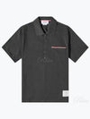 Men's Three Stripes Pocket Mercerized Short Sleeve Polo Shirt Dark Grey - THOM BROWNE - BALAAN 2