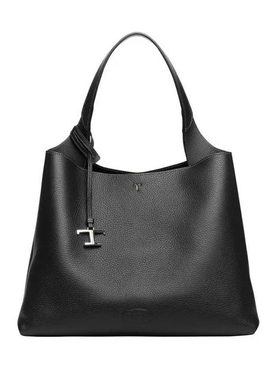 Embellished T Logo Medium Shoulder Tote Bag Black - TOD'S - BALAAN 2