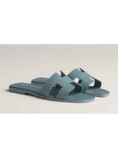 Oran Leather Sandals Gris Antarctique - HERMES - BALAAN 1