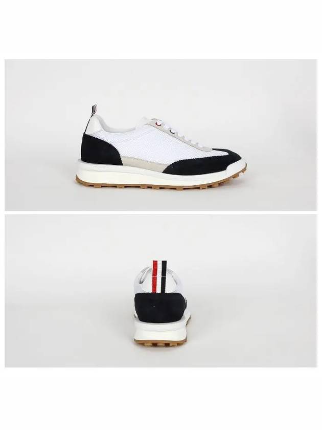 Fine Kid Suede Tech Runner Sneaker Navy - THOM BROWNE - BALAAN 4