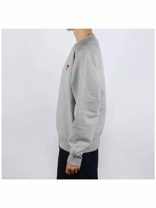 Cotton Heart Logo Sweatshirt Grey - AMI - BALAAN 4