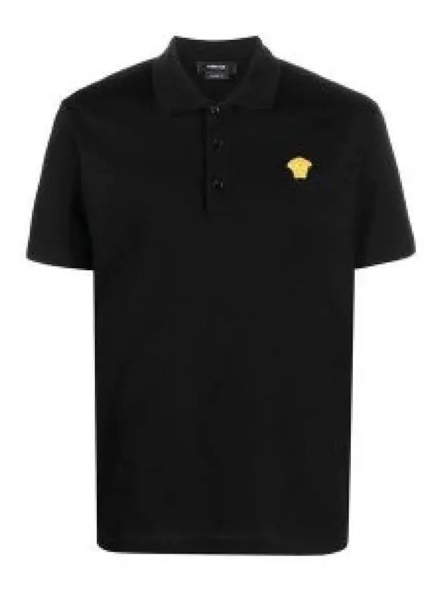 Embroidered Logo Polo Shirt Black - VERSACE - BALAAN 2