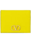 Compact V Logo Signature Calfskin Half Wallet Cedar Yellow - VALENTINO - BALAAN 2